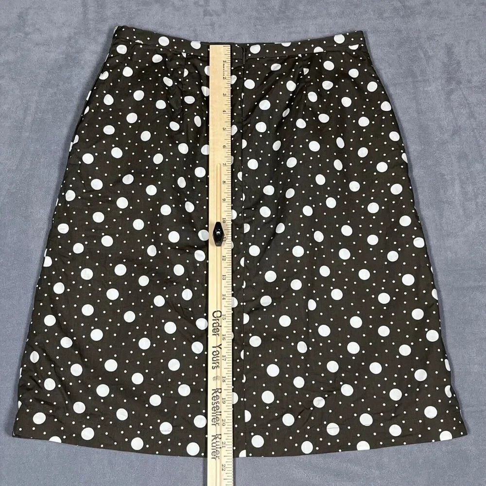 Boden Skirt Brown Size US‎ 4R Brown White Polka Dot Knee Length Pockets Lined